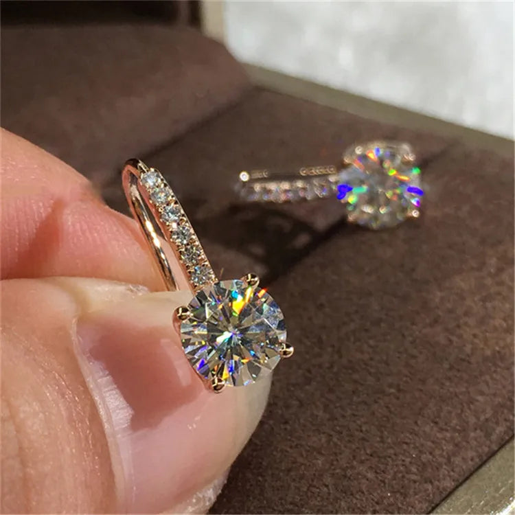 Drop Earrings For Women Small Ear Buckle Cubic Zirconia Super Flash Dangle Earring Bridal Wedding Engagement Jewelry CCE700