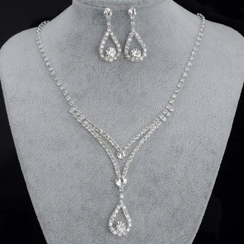 BLIJERY Fashion Bridesmaid Bridal Jewelry Sets for Women Rhinestone Crystal Necklace Earrings Sets Prom Wedding Jewelry Sets