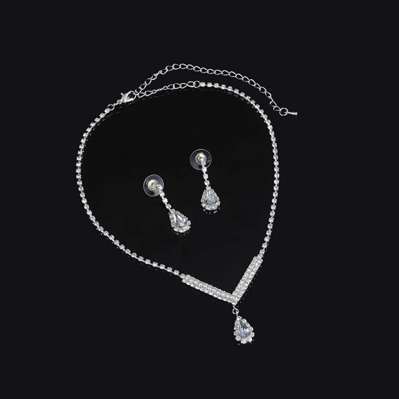 BLIJERY Fashion Bridesmaid Bridal Jewelry Sets for Women Rhinestone Crystal Necklace Earrings Sets Prom Wedding Jewelry Sets
