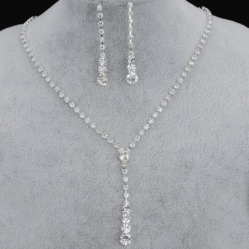 BLIJERY Fashion Bridesmaid Bridal Jewelry Sets for Women Rhinestone Crystal Necklace Earrings Sets Prom Wedding Jewelry Sets