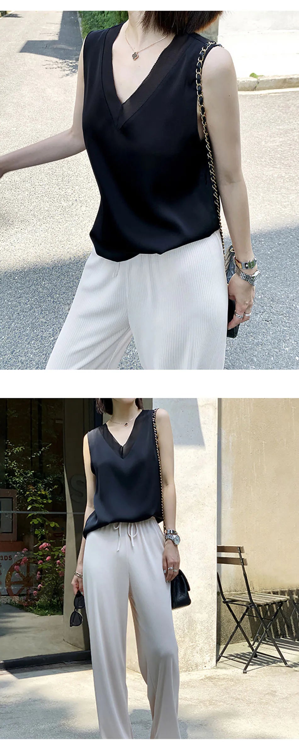 Women's Black Blouses Summer Elegant Tunic Vintage Office Satin Silk Blouse Basic Chiffon Tops Shirt 2025 For Women