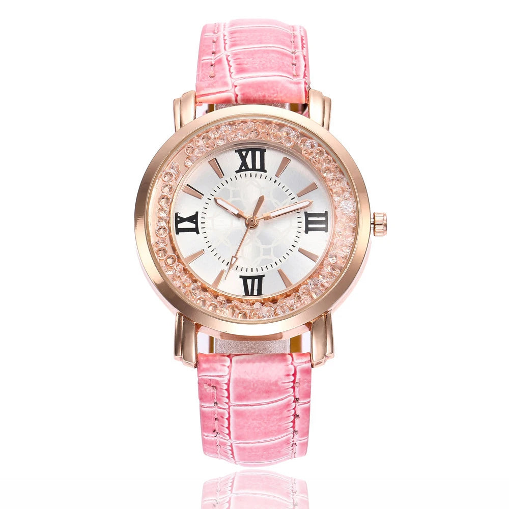 2025 Luxury Women Watch Fashion Leisure Set Elegant Fashion Ladies Leather Quartz Wristwatch