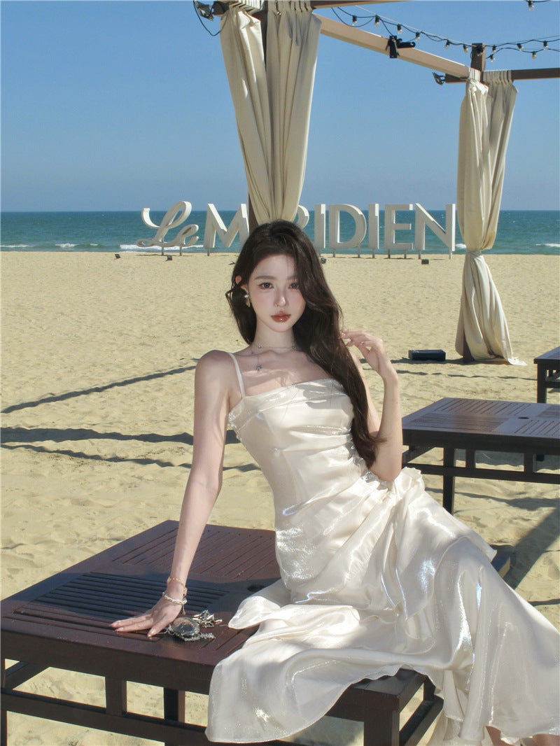 2025 Summer New High-end Sense Niche Light Luxury Sling dress Long Adult Ceremony Slim-fit Birthday Dress