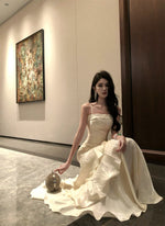 French High-end Long Ruffled Niche Light Luxury Slim-fit Sling dress Adult Ceremony Fishtail Birthday Gown