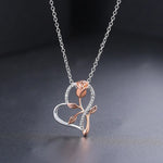 Pendant Heart Necklaces For Women Zircon Aesthetic Rose Flower Choker Chains Silver Color Gifts jewelry Wholesale N172