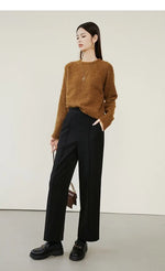 Luxe High-Waist Wool Blend Wide-Leg Trousers