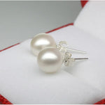 925 Sterling Silver 6-12MM Pearl Ear Studs Earrings For Women Wedding Engagement Party Fashion Charm Jewelry