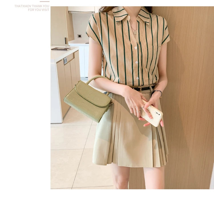 Fashion striped women blouses New Spring Summer ladies shirts sleeveless bottoming shirts Tops blusa mujer