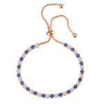Tennis Bracelets For Women Simple Blue Round 3*3mm Zircon Rose Gold Color Female Bracelet Jewerlly Fashion Korean Gifts H055