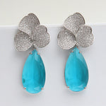 Big Round Drop Earrings Women Luxury Jewelry Shiny Zircon Wedding Bride Dinner Party Green Orange White Dangle Earrings