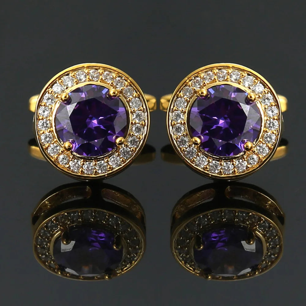 French Cufflinks for Men Light Luxury Women English Rhinestone Shirts Sleeve Studs High-end Business Banquet Suits Cuff Buttons