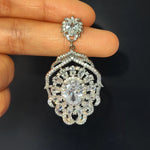 Big Round Drop Earrings Women Luxury Jewelry Shiny Zircon Wedding Bride Dinner Party Green Orange White Dangle Earrings