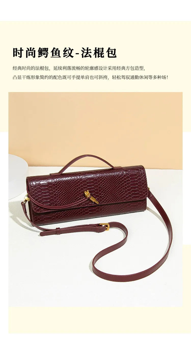 Luxury Design Top-Handle Bag for Women Evening Handbag Long Purse PU Snakeskin Pattern Crossbody Shoulder Bags Fashion Outfits
