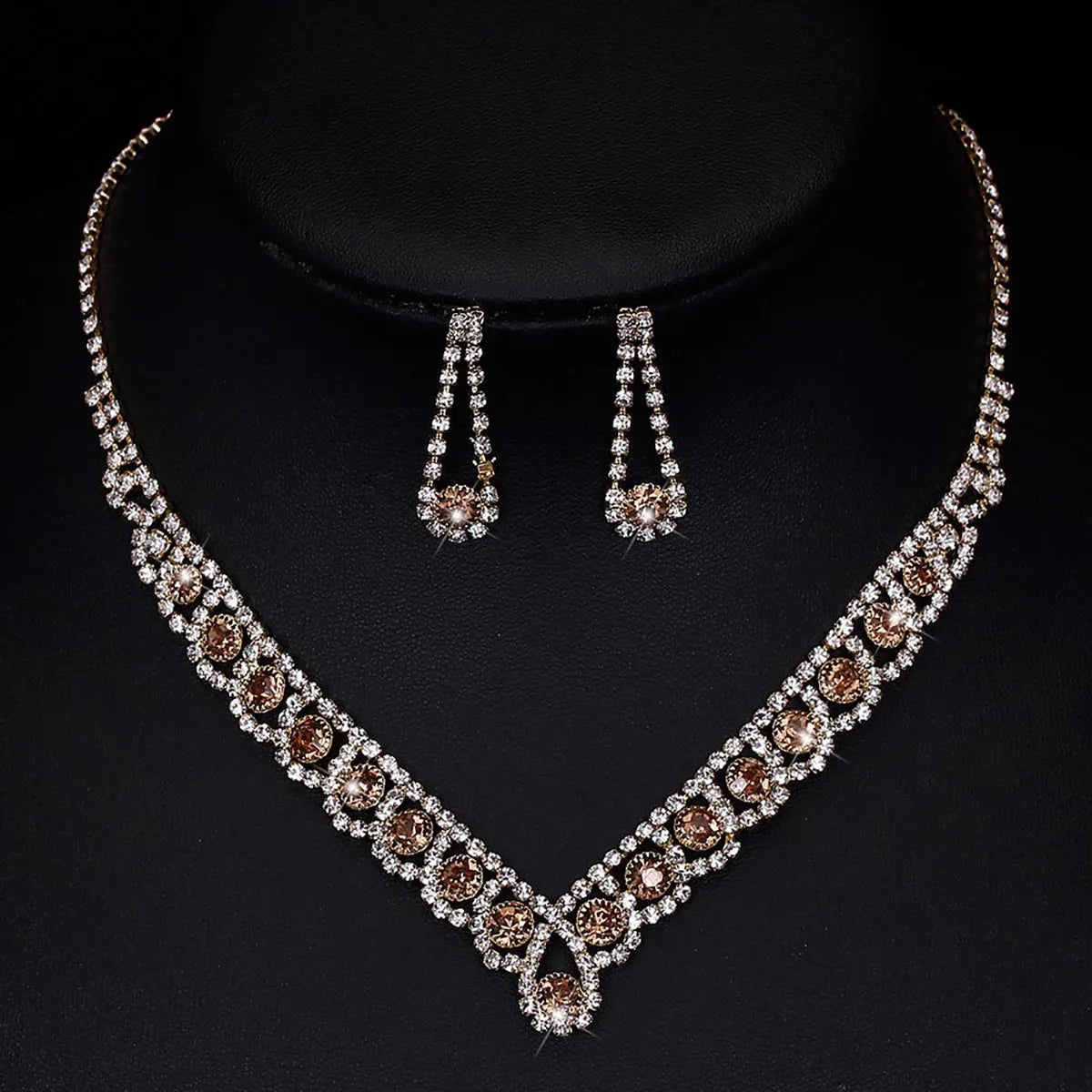 BLIJERY Fashion Bridesmaid Bridal Jewelry Sets for Women Rhinestone Crystal Necklace Earrings Sets Prom Wedding Jewelry Sets
