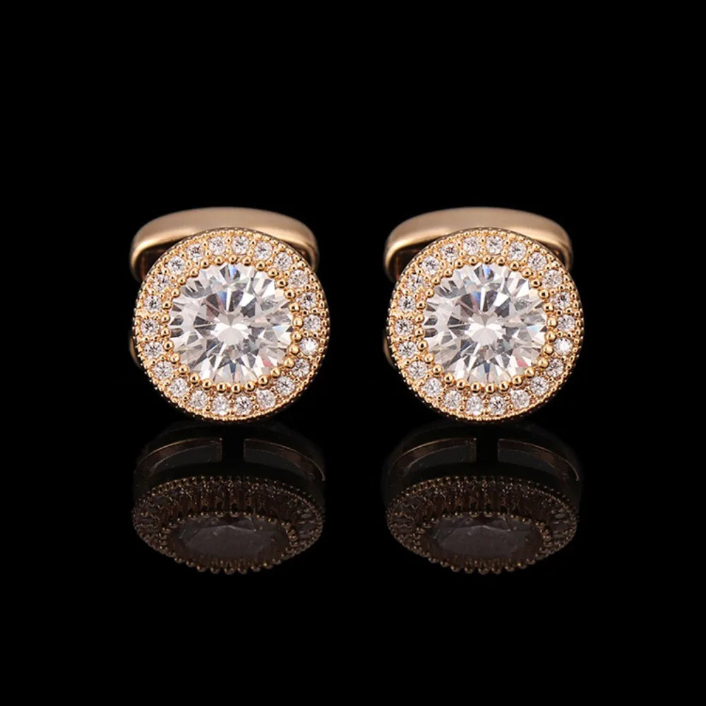 French Cufflinks for Men Light Luxury Women English Rhinestone Shirts Sleeve Studs High-end Business Banquet Suits Cuff Buttons