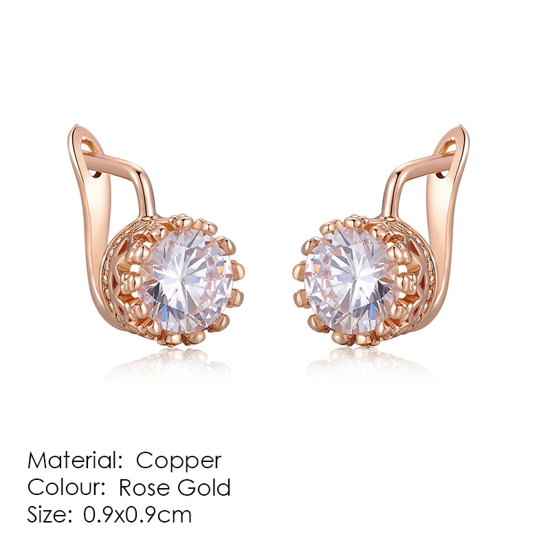 Stud Earrings For Women Classic Six Claw Clear AAA+Cubic Zirconia Rose Gold Color Fashion Jewelry For Female KAE094
