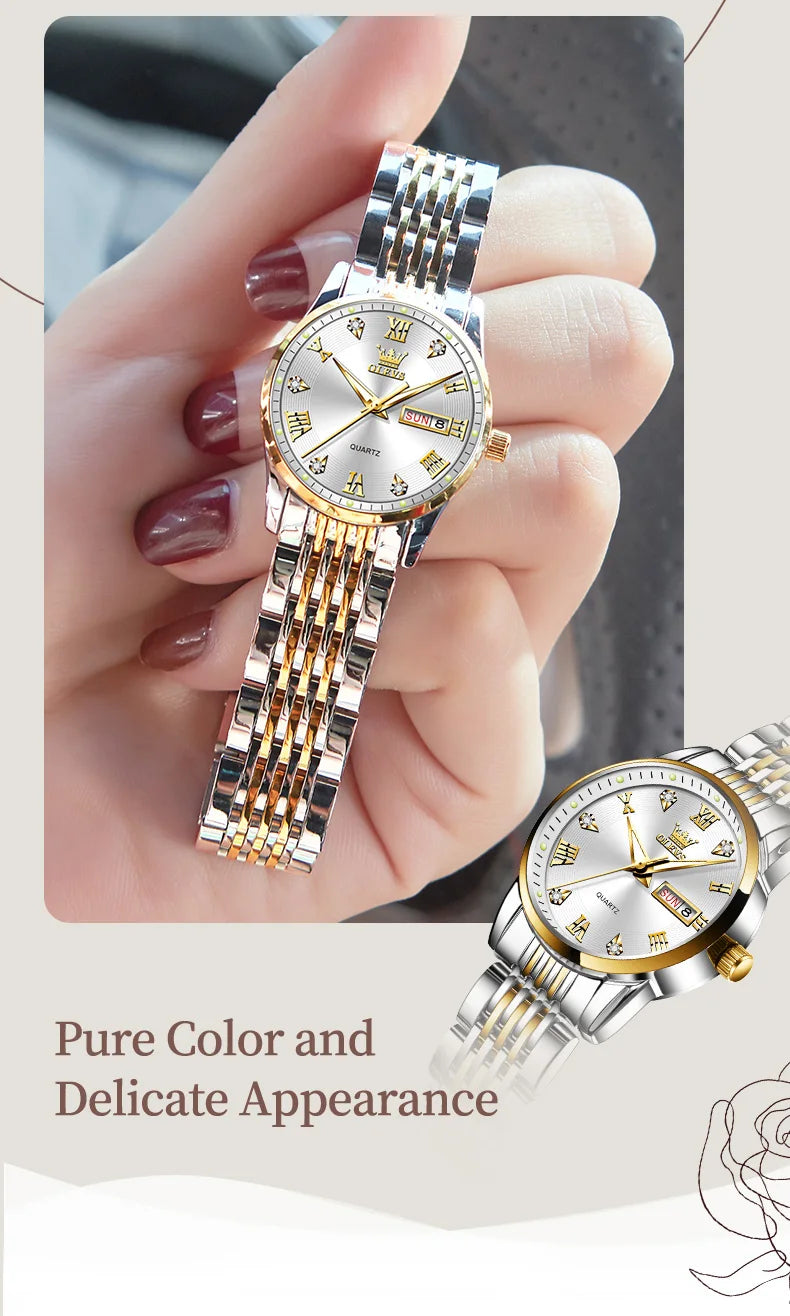 OLEVS Luxury Brand Watch for Women Fashion Quartz Women's Watches Waterproof Stainless Steel Elegant Ladies Wristwatch Original