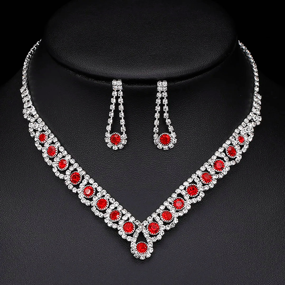 BLIJERY Fashion Bridesmaid Bridal Jewelry Sets for Women Rhinestone Crystal Necklace Earrings Sets Prom Wedding Jewelry Sets