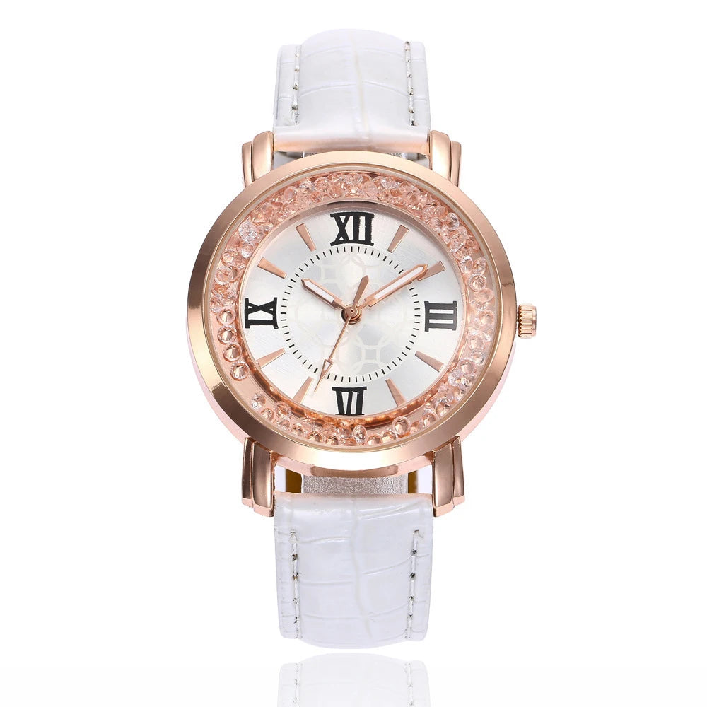 2025 Luxury Women Watch Fashion Leisure Set Elegant Fashion Ladies Leather Quartz Wristwatch