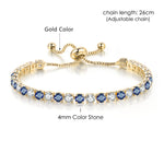 Tennis Bracelets For Women Simple Blue Round 3*3mm Zircon Rose Gold Color Female Bracelet Jewerlly Fashion Korean Gifts H055