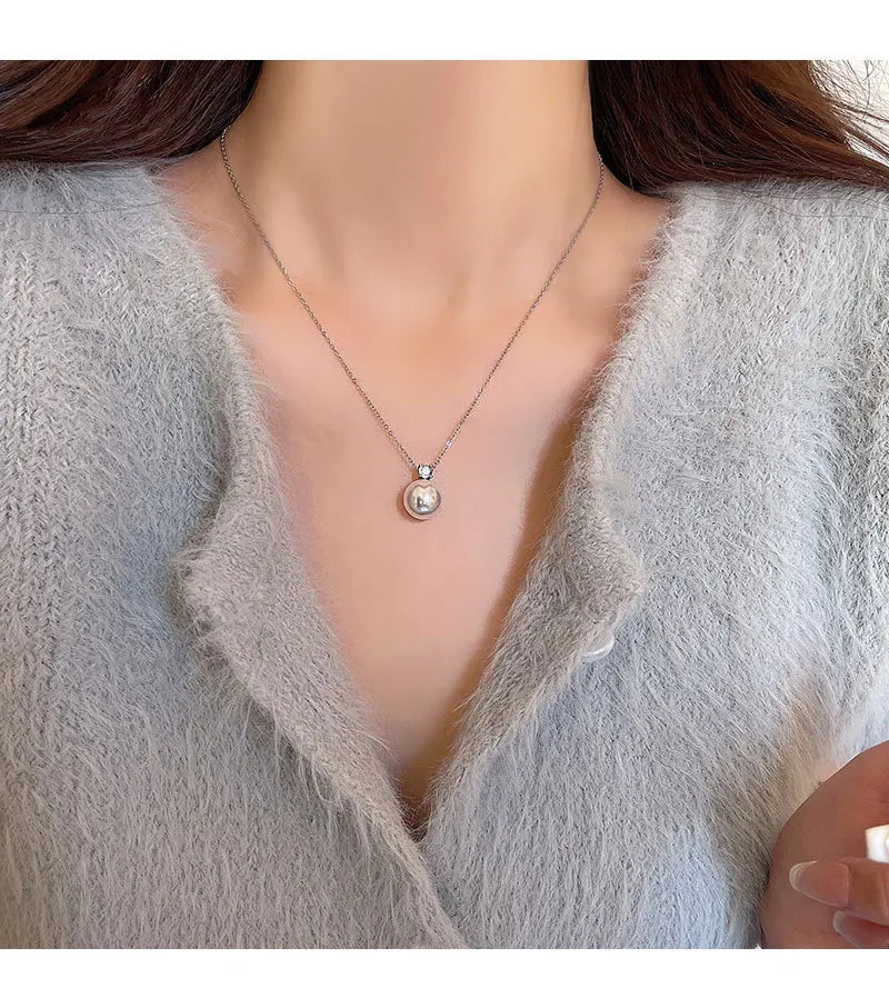 Women Pearl Pendant Necklace Minimalist Niche High-end Clavicle Chain Luxury Fashion Jewelry Accessories