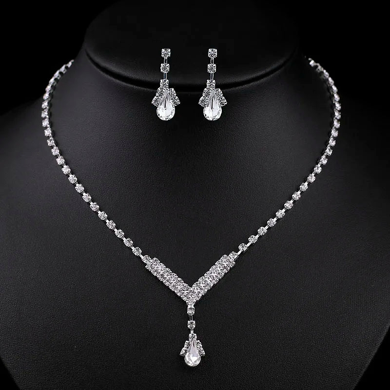 BLIJERY Fashion Bridesmaid Bridal Jewelry Sets for Women Rhinestone Crystal Necklace Earrings Sets Prom Wedding Jewelry Sets