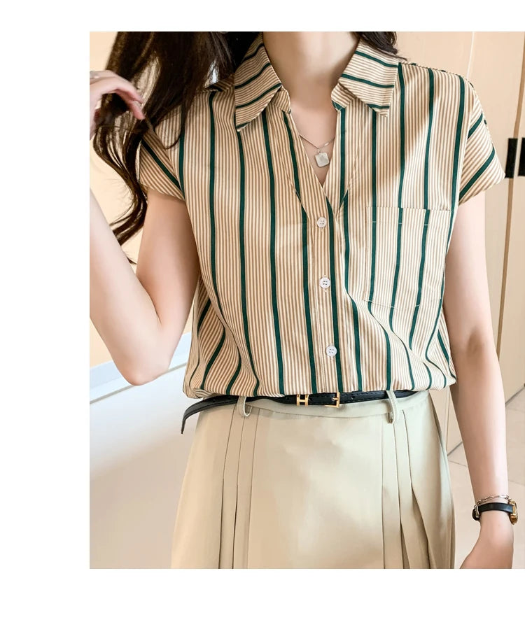 Fashion striped women blouses New Spring Summer ladies shirts sleeveless bottoming shirts Tops blusa mujer