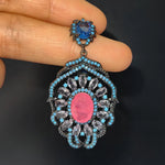Big Round Drop Earrings Women Luxury Jewelry Shiny Zircon Wedding Bride Dinner Party Green Orange White Dangle Earrings