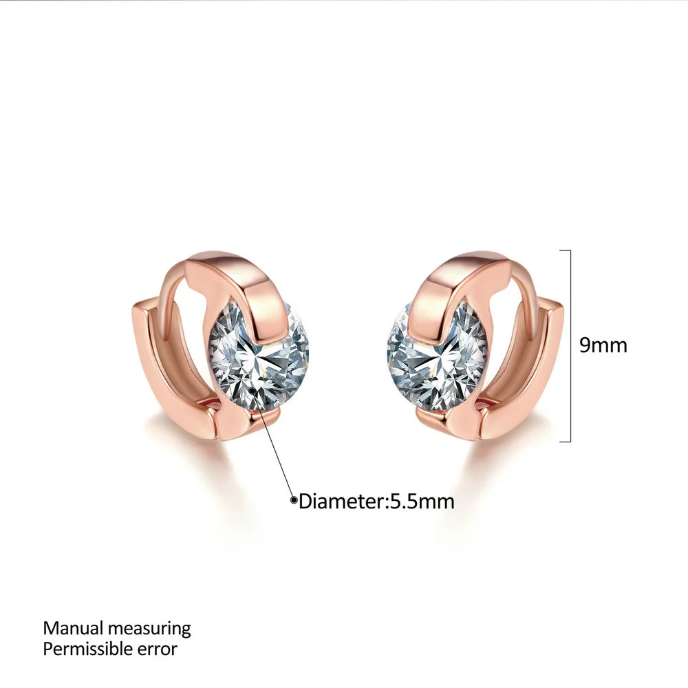 Stud Earrings For Women Classic Six Claw Clear AAA+Cubic Zirconia Rose Gold Color Fashion Jewelry For Female KAE094