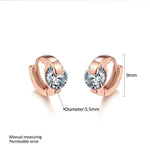 Stud Earrings For Women Classic Six Claw Clear AAA+Cubic Zirconia Rose Gold Color Fashion Jewelry For Female KAE094