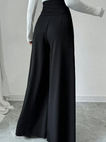 Women's Fashionable and Elegant Solid Color Wide-Leg Pants for Spring and Autumn, High-Waisted Pants