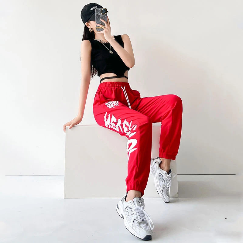 European American Style Sports Pants for Women Trendy High Waist Casual Woman Trousers Spring Summer New Fashion Y2K Pants