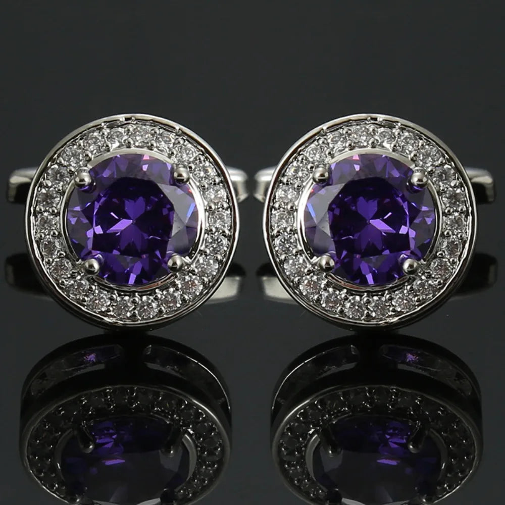 French Cufflinks for Men Light Luxury Women English Rhinestone Shirts Sleeve Studs High-end Business Banquet Suits Cuff Buttons