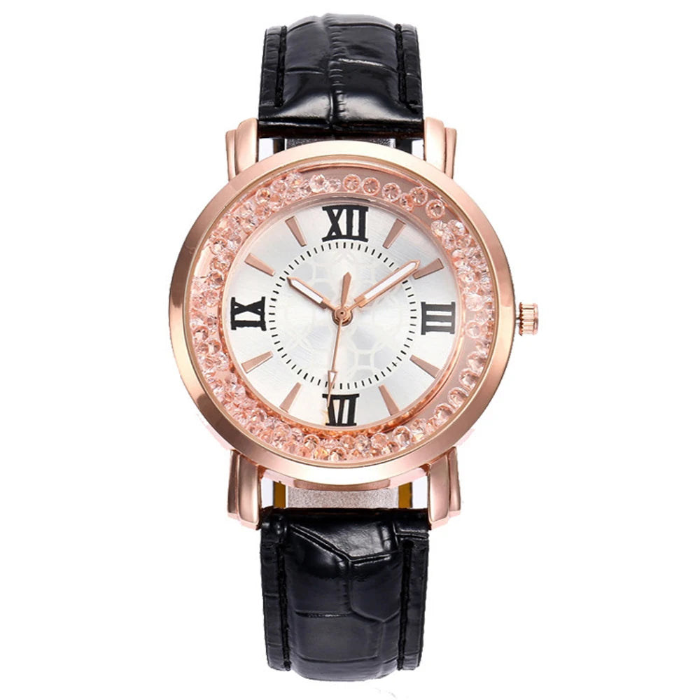 2025 Luxury Women Watch Fashion Leisure Set Elegant Fashion Ladies Leather Quartz Wristwatch