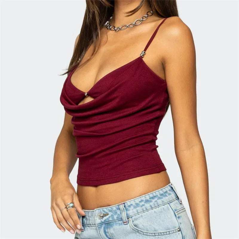 hirigin Chic Women Camisoles Solid Color Spaghetti Strap Casual Tank Tops Summer Fashion Sleeveless Tops Y2K Streetwear