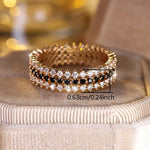 Fashion Rose Golden Rings For Women Vintage Accessories Full Black White cubic zirconia Shiny Ring Fine Jewelry