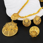 Nigerian Jewelery Set Wedding Jewelry Set For Women Dubai Gold Color Warped Geometry Necklace Earrings Bridal Wedding Party Gift