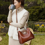 Vintage Luxe Leather Tote | Elegant Women's Shoulder & Crossbody Handbag
