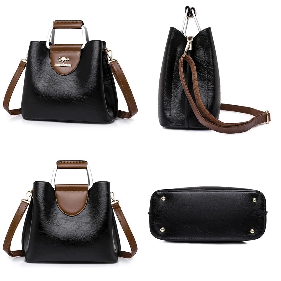 Vintage Luxe Leather Tote | Elegant Women's Shoulder & Crossbody Handbag
