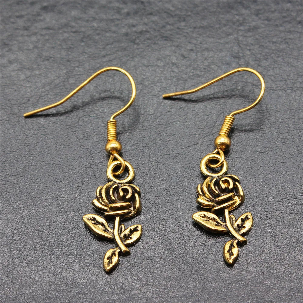 Women Drop Earrings Fashion Handmade Simple Design Cute Small Sunflower Flower Rose Chrysanthemum Daisy Pendant Earrings