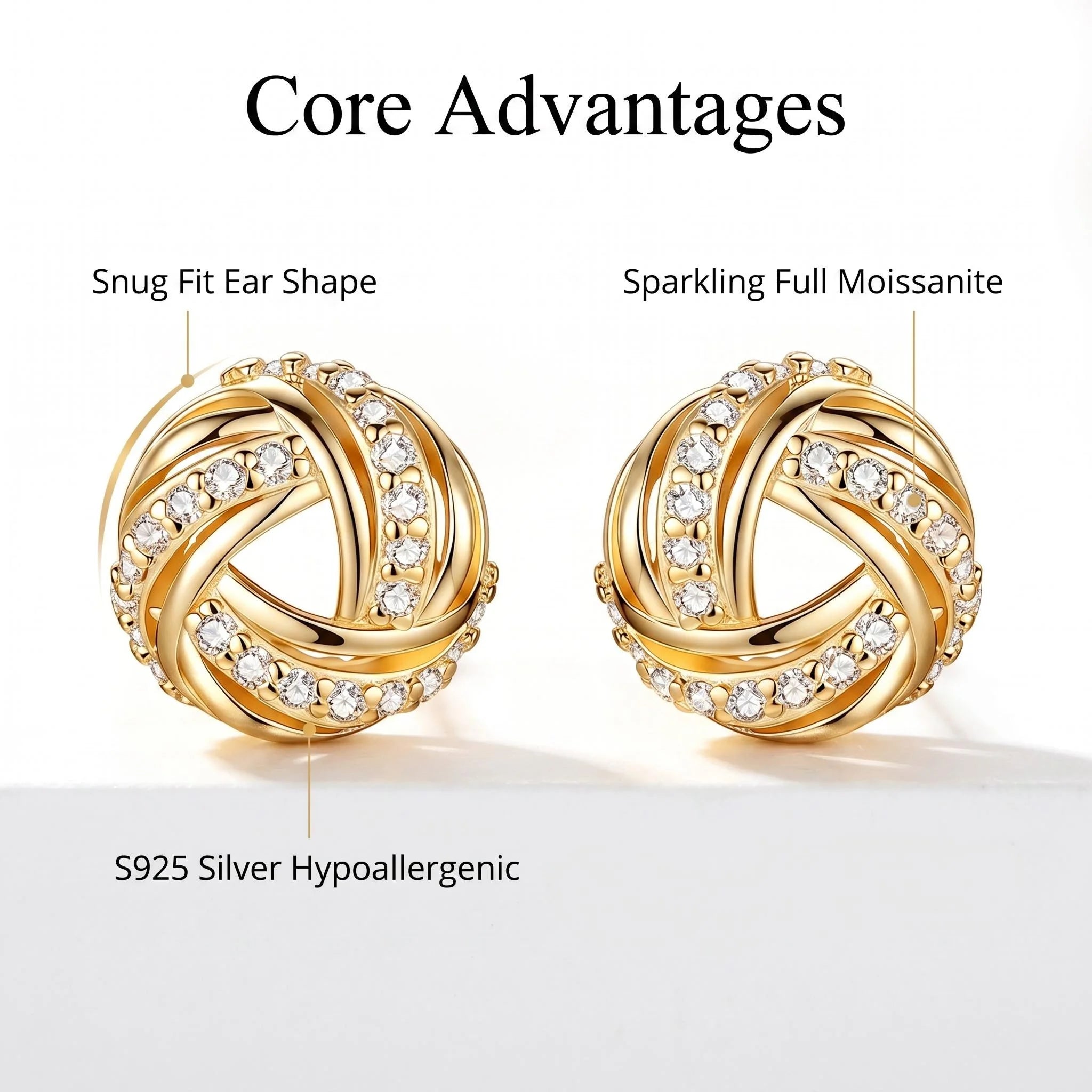 Diamond-studded Entwined Triangular Stud Earrings Exquisite Sweet Earrings for Women Affordable Luxury Gifts Commuting Jewelry