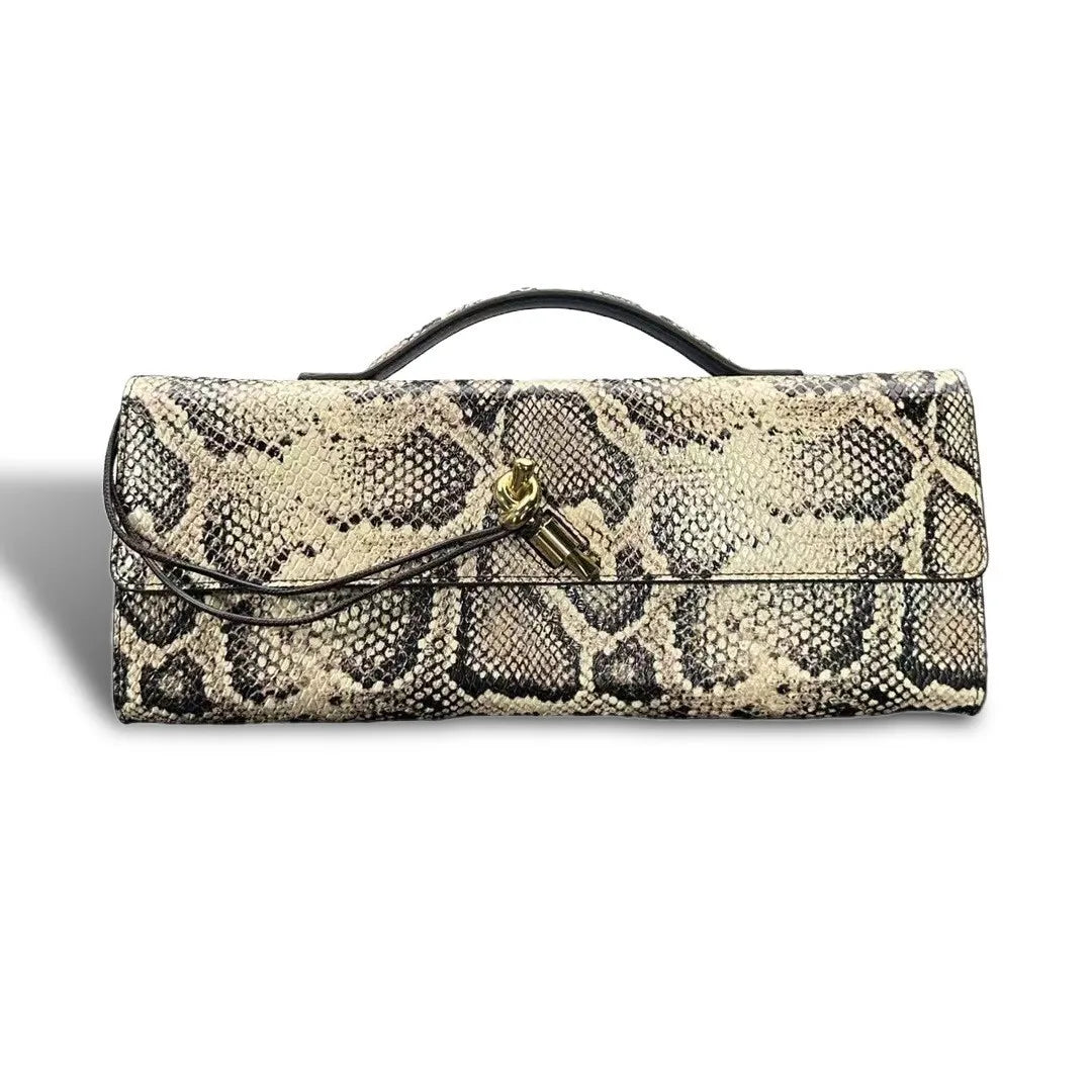 Luxury Design Top-Handle Bag for Women Evening Handbag Long Purse PU Snakeskin Pattern Crossbody Shoulder Bags Fashion Outfits