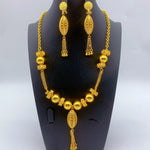 Brazilian 24k Gold Plated Jewelry Set For Women Wedding Long Bead Necklace Earrings Jewellery Dubai Nigerian Bridal Sets