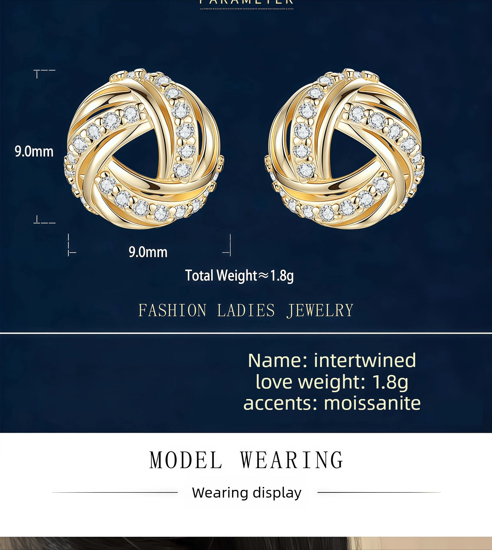 Diamond-studded Entwined Triangular Stud Earrings Exquisite Sweet Earrings for Women Affordable Luxury Gifts Commuting Jewelry