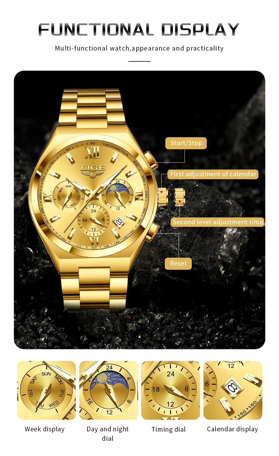 LIGE Top Brand Luxury Watch Women Simple Ladies Analog Quartz Wrist Watches Fashion Casual Waterproof Female Clock Montre Femme