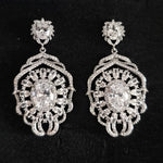 Big Round Drop Earrings Women Luxury Jewelry Shiny Zircon Wedding Bride Dinner Party Green Orange White Dangle Earrings