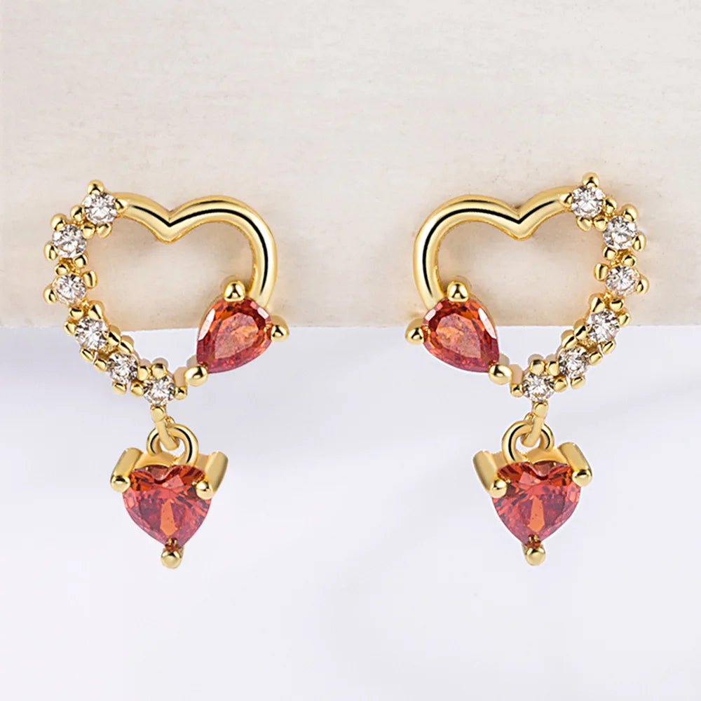 Drop Earrings Women Engagement Party Exquisite Ear Accessories Fashion Jewelry Temperament Sweet Pink Pear Cubic Zirconia
