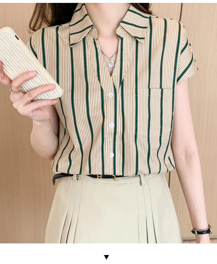 Fashion striped women blouses New Spring Summer ladies shirts sleeveless bottoming shirts Tops blusa mujer