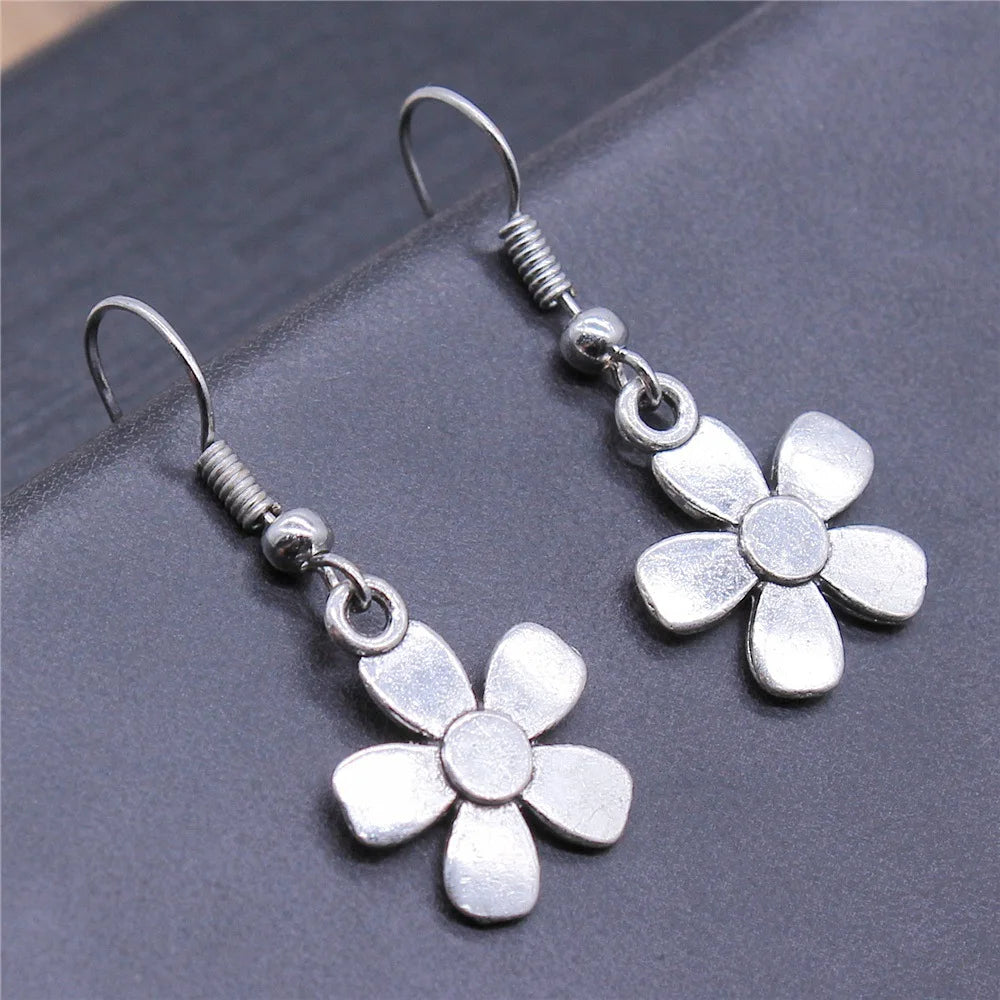 Women Drop Earrings Fashion Handmade Simple Design Cute Small Sunflower Flower Rose Chrysanthemum Daisy Pendant Earrings