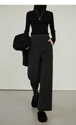 Luxe High-Waist Wool Blend Wide-Leg Trousers